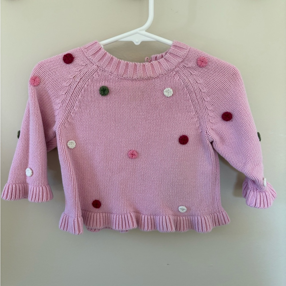Pink Sweater with Polka Dots